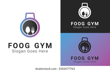 Food Gym Logo Design Fork and Spoon Gym Weight Logotype