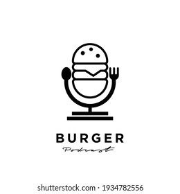 food hamburger podcast logo icon design