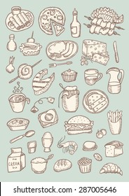 Food hand drawn color set