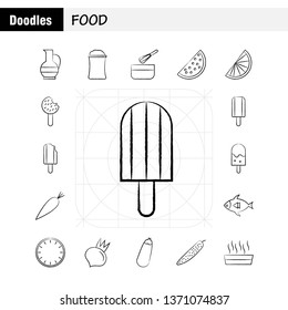 Food  Hand Drawn Icons Set For Infographics, Mobile UX/UI Kit And Print Design. Include: Prawns, Food, Sea Food, Meal, Dish, Food, Kitchen, Collection Modern Infographic Logo and Pictogram. - Vector