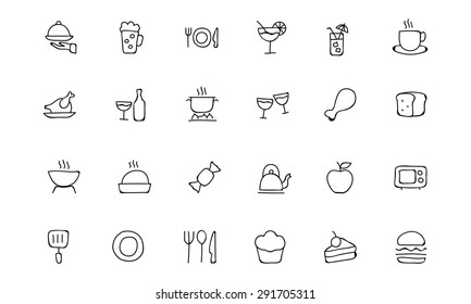 Food Hand Drawn Outline Vector Icons 1