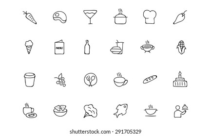 Food Hand Drawn Outline Vector Icons