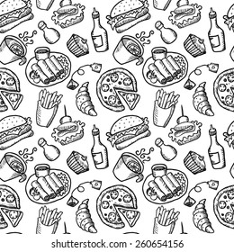 Food hand drawn seamless