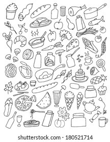 Hand Drawn Doodle Breakfast Food Related Stock Vector (Royalty Free ...