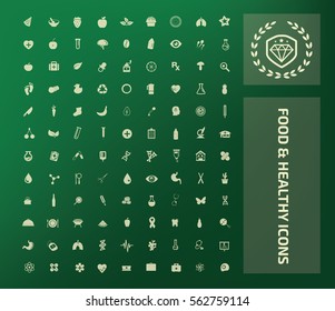 Food and health icon set,clean vector