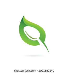 food health symbol, combination leaf with spoon logo design