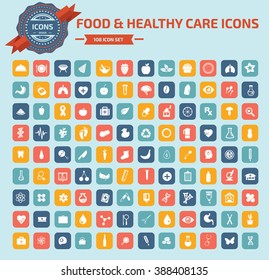 Food and healthy care icon set design,clean vector