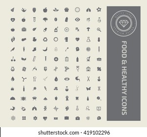 Food and healthy care icon set,vector