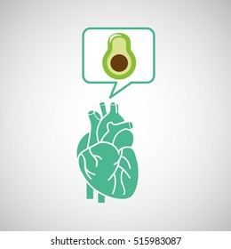 food healthy heart green avocado concept design icon vector illustration eps 10