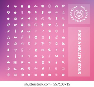 Food and healthy icon set,clean vector