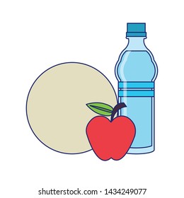 food and healthy life and apple water flask plate symbols vector illustration graphic design