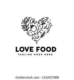 Food with heart shape logo template