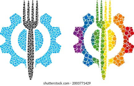 Food hitech composition icon of circle elements in various sizes and rainbow multicolored color tinges. A dotted LGBT-colored food hitech for lesbians, gays, bisexuals, and transgenders.