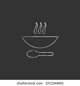 Food, hot soup, meal vector chalk icon