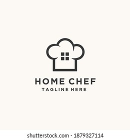 food house chef cook with hat chef restaurant cafe logo design icon vector template