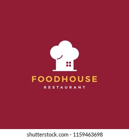 food house chef hat kitchen restaurant cafe logo vector icon