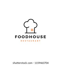 food house chef hat kitchen restaurant cafe logo vector icon