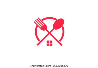 Food House Logo Fork and Spoon Restaurant House Logo Identity