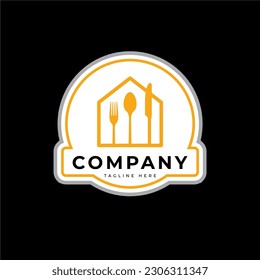 Food House Logo, Kitchen House Logo Design Template for Restaurant Vector Stock
