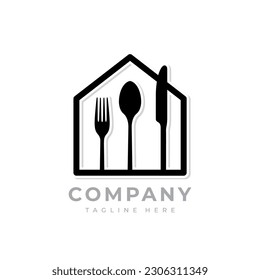 Food House Logo, Kitchen House Logo Design Template for Restaurant Vector Stock