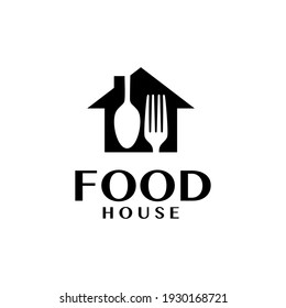 Food House Logo Spoon Fork and House Symbol
