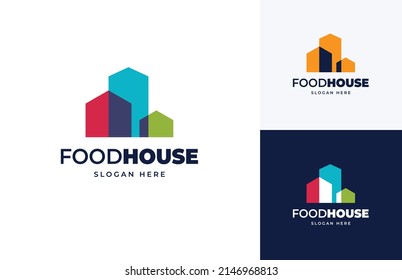 Food house restaurant investment finance vector logo design, Modern building architecture city house logo design