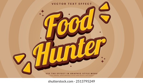 Food Hunter Editable text effect 3d Trendy Cartoon Style template