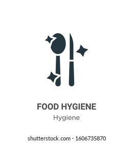 Food Hygiene Glyph Icon Vector On White Background. Flat Vector Food Hygiene Icon Symbol Sign From Modern Hygiene Collection For Mobile Concept And Web Apps Design.