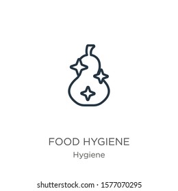 Food hygiene icon. Thin linear food hygiene outline icon isolated on white background from hygiene collection. Line vector sign, symbol for web and mobile