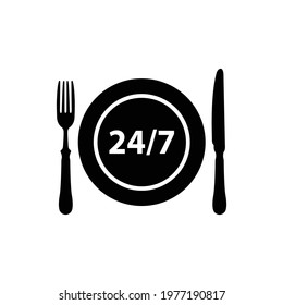  food icon. Icon 24 Hour  food icon sign 