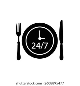  food icon. Icon 24 Hour  food icon sign 