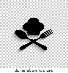 food icon - black vector icon  with shadow