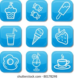  Food icon blue set
