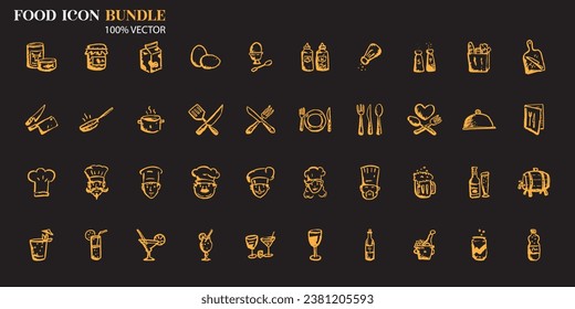 food icon bundle vector icon set