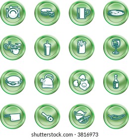 Food Icon Button Series Set A set of food and drink icons. No meshes used.