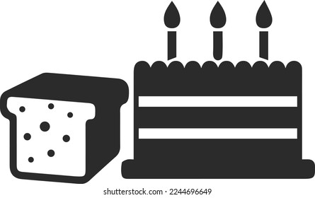 Food icon, cake icon black vector