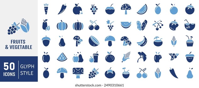 Food icon collection. Containing meal, restaurant, dishes and fruits icon. Vector illustration