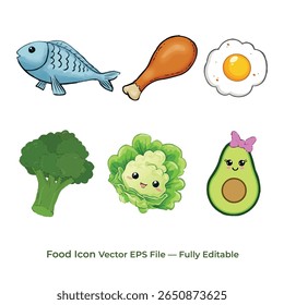 Coleção de ícones de alimentos. Contendo ícone de refeição, restaurante, pratos e frutas. Ilustração vetorial