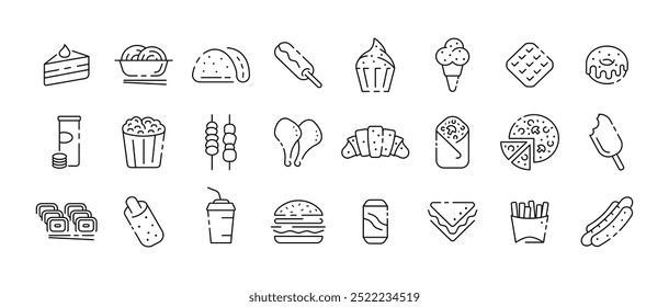 Food icon collection. Eat design. Food collection. Linear style. Vector icons