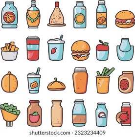 food icon collection vector colors