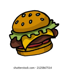 A food icon in color: hamburger. Vector illustration.