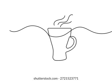 Speisesymbol durchgehende einzeilige Zeichnung und minimalistischer Stil isolierte Kontur, Vektorgrafik von Kaffee