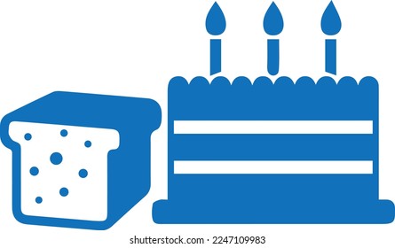 Food icon, desert icon blue vector