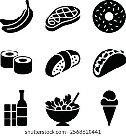 Food icon design benana,Ice-cream icon 