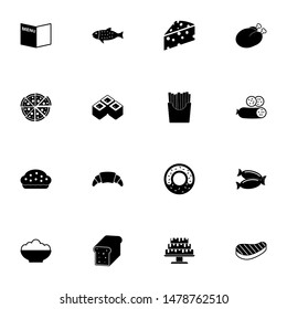 Food icon - Expand to any size - Change to any colour. Perfect Flat Vector Contains such Icons as cheese sandwich, sushi, fish, chicken, soup, diner, kebab, bread, bowl, salmon, pastry, sausage skewer
