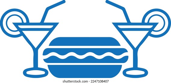 Food icon, fast food icon blue vector