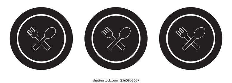 Food icon. Fork knife spoon sign set. Plate symbol. Breakfast lunch dinner icon. Menu sign. Cafe icon set.