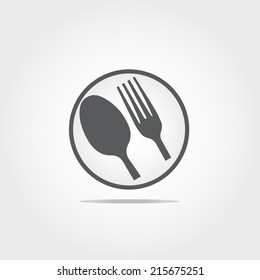 food icon (fork and spoon) on white background