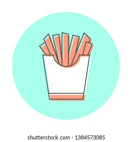 Food icon, french fries. Line logo style, website design element