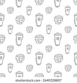 Food icon, hand drawn fast food icon, doodle food and beverage icon set